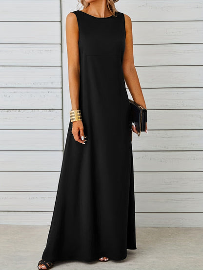 Variant image for Women's Elegant Maxi Dress – Sleeveless, Floor-Length, Round Neck, Formal Fit-1