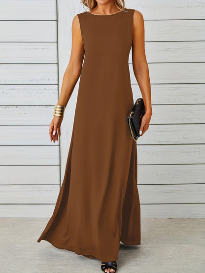 Variant image for Women's Elegant Maxi Dress – Sleeveless, Floor-Length, Round Neck, Formal Fit-19