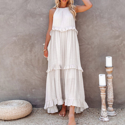 Variant image for Women's Ruffled Maxi Dress – Sleeveless High-Low Hem, Flowy Fit, Lightweight Viscose Blend, Perfect for Summer-21
