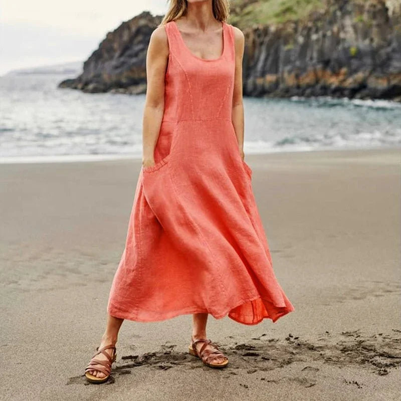 Women's Long Sleeve Maxi Dress – Elegant Flowing Design, Breathable Polyester, Summer Ready