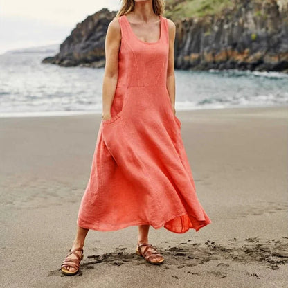 Women's Long Sleeve Maxi Dress – Elegant Flowing Design, Breathable Polyester, Summer Ready