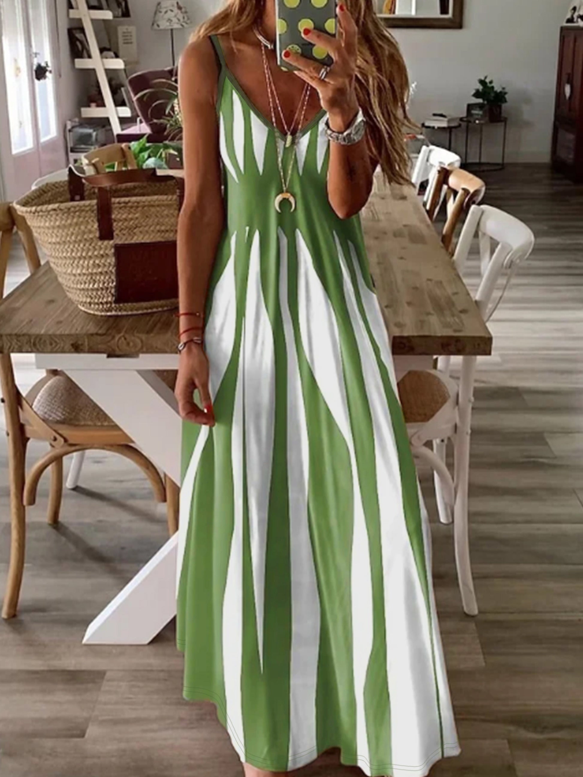 Variant image for Women's Maxi Dress – Sleeveless V-Neck, Relaxed Fit, Lightweight Cotton Blend, Perfect for Summer-7