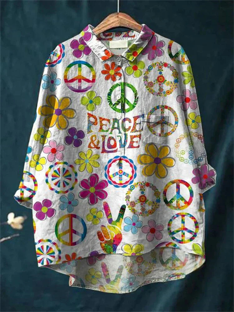 Violet | Boho Hippie Art Tee for Women Colorful Peace Print Shirt