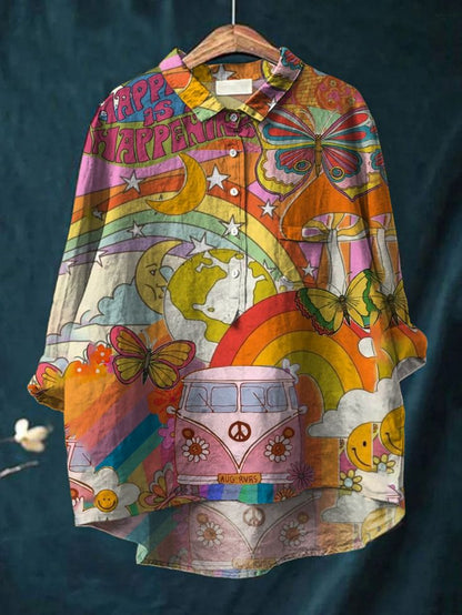 Violet | Boho Hippie Art Tee for Women Colorful Peace Print Shirt