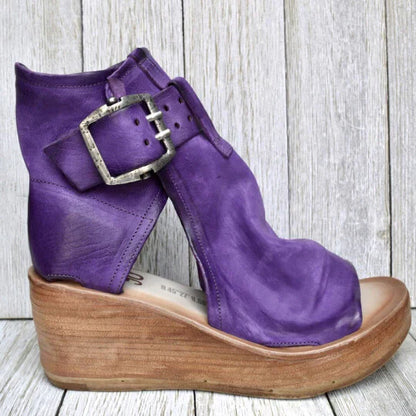 Women's Boho Wedge Heels – Comfortable High Heel, Versatile Style, Non-Slip Rubber Sole