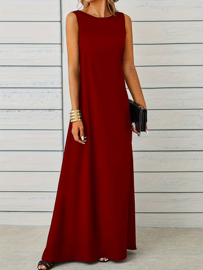 Variant image for Women's Elegant Maxi Dress – Sleeveless, Floor-Length, Round Neck, Formal Fit-16