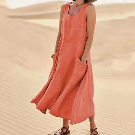 Women's Long Sleeve Maxi Dress – Elegant Flowing Design, Breathable Polyester, Summer Ready