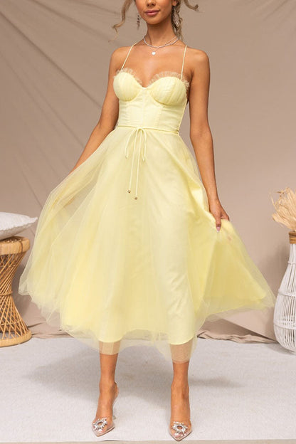 Rosie | Fairytale Maxi Dress Elegant Halter Formal Gown with Lace Detail