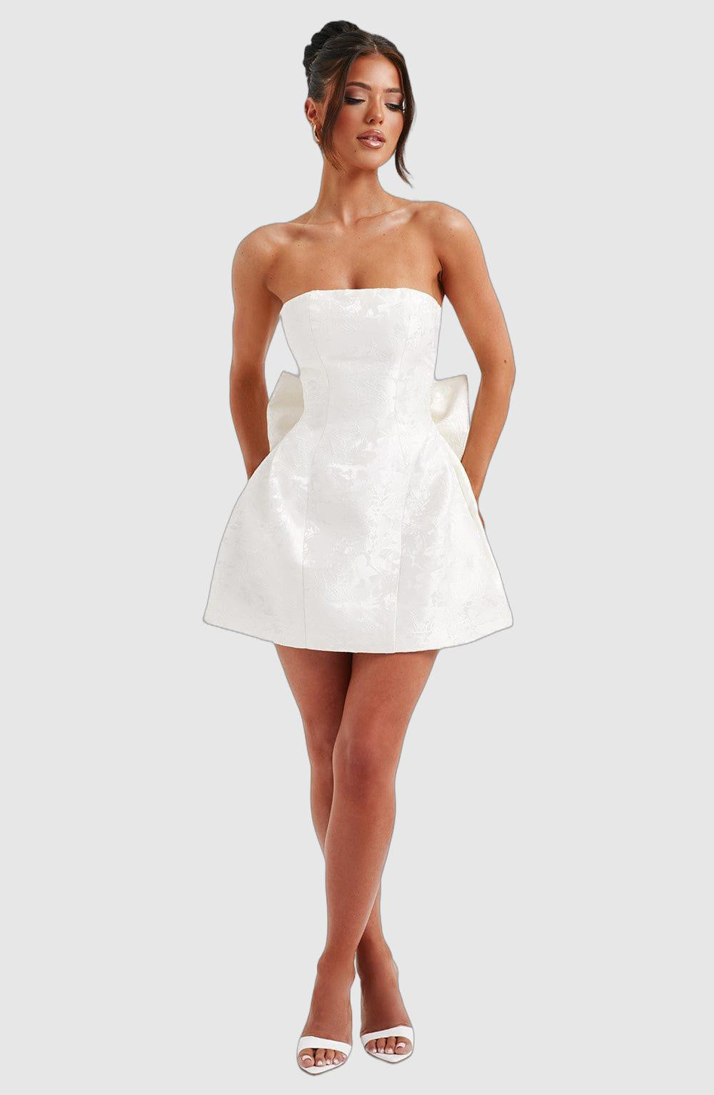 Variant image for Women's White Summer Dress – Elegant Mini Length, Regular Fit, Lightweight Polyester-1