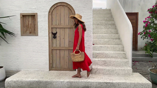 Women's Maxi Dress – Sleeveless V-Neck, Flowing Fit, Tiered Design, Perfect for Summer