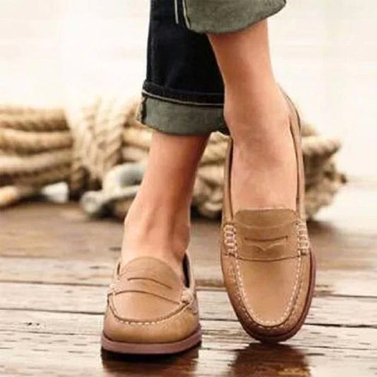 Ella | Orthopedic Leather Slip-On Loafers Women’s Comfy Flat Shoes