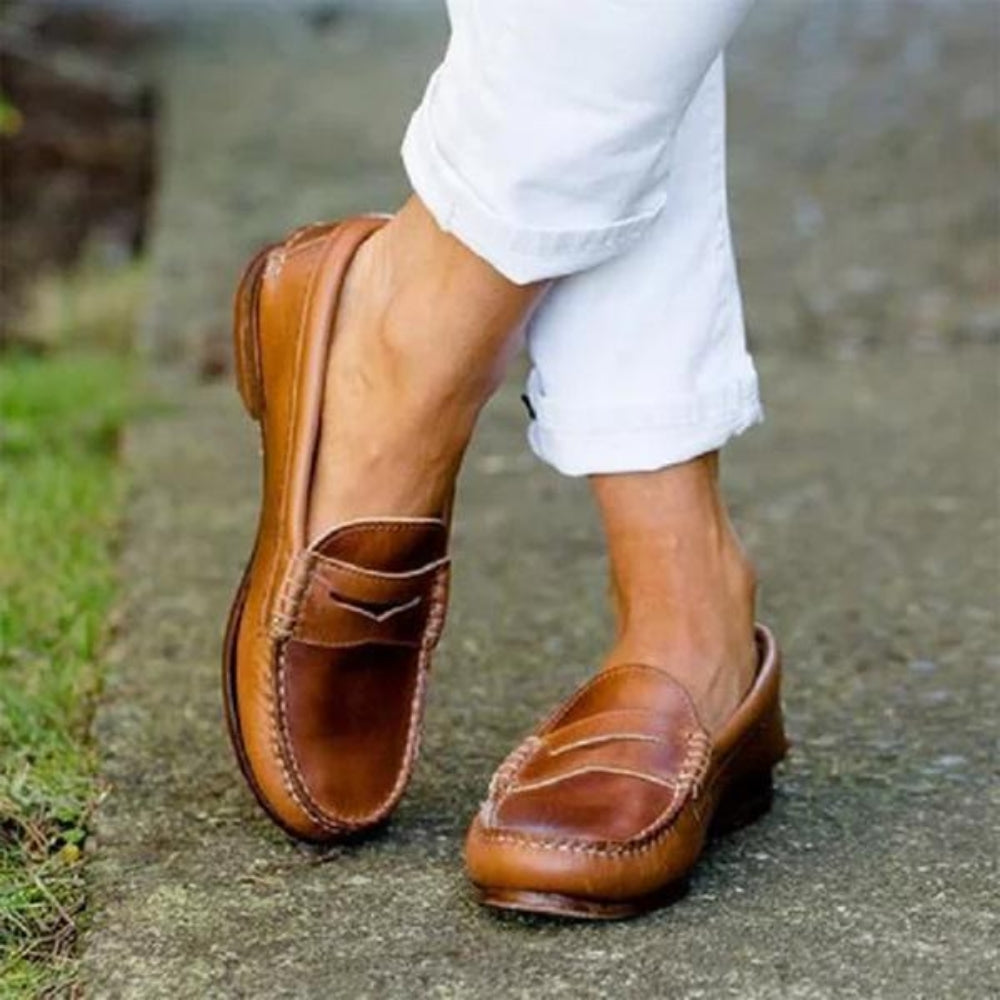 Ella | Orthopedic Leather Slip-On Loafers Women’s Comfy Flat Shoes
