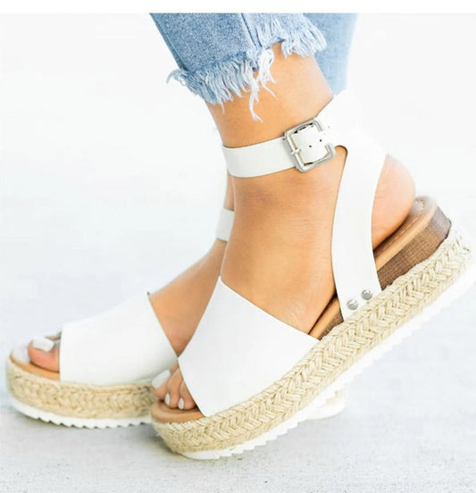 Women's Open Toe Wedge Sandals – Comfortable Fit, Adjustable Straps, Non-Slip Sole