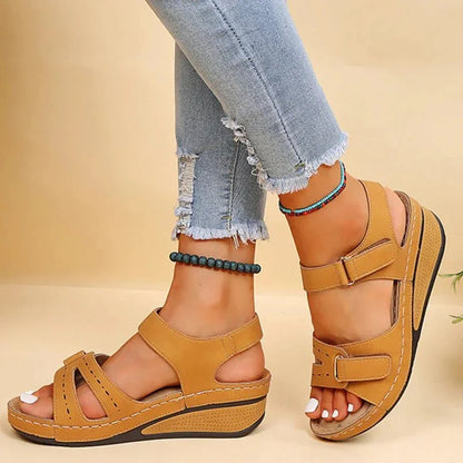 Women's Platform Heels – Adjustable Straps, Open Toe, Comfortable Fit, Summer Ready