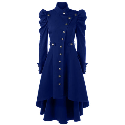 Variant image for Women's Medieval Retro Jacket – Standing Collar, Midi Length, Tailored Fit, Polyester, Perfect for Fall and Winter-22