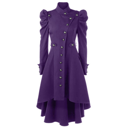 Variant image for Women's Medieval Retro Jacket – Standing Collar, Midi Length, Tailored Fit, Polyester, Perfect for Fall and Winter-29