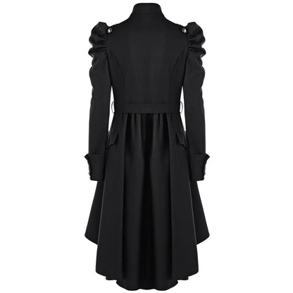 Women's Medieval Retro Jacket – Standing Collar, Midi Length, Tailored Fit, Polyester, Perfect for Fall and Winter