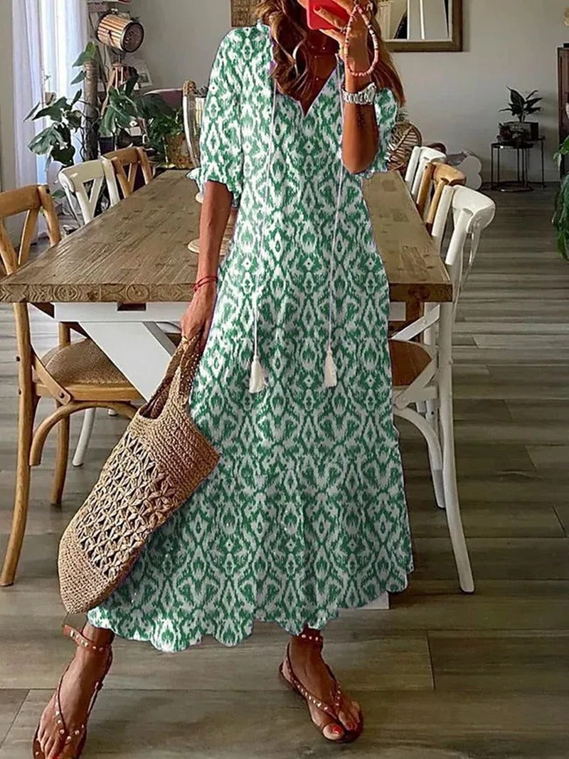 Variant image for Women's Bohemian Maxi Dress – Flowing Silhouette, Relaxed Fit, Lightweight Fabric, Perfect for Summer-7