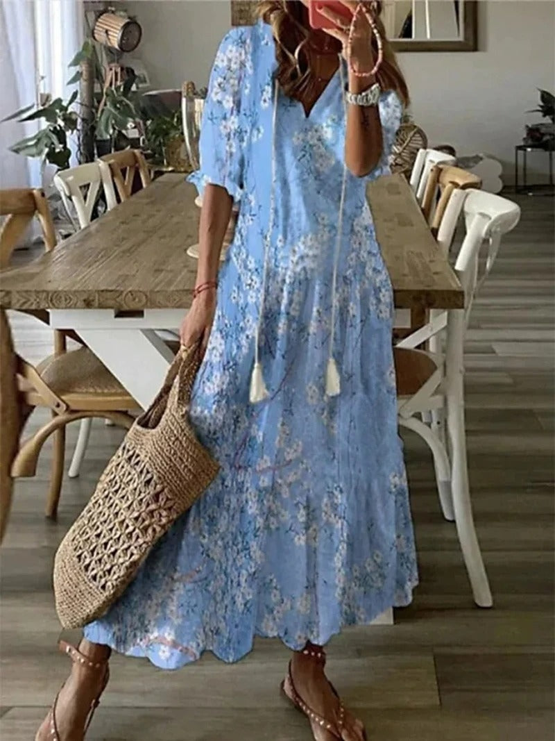Variant image for Women's Bohemian Maxi Dress – Flowing Silhouette, Relaxed Fit, Lightweight Fabric, Perfect for Summer-13
