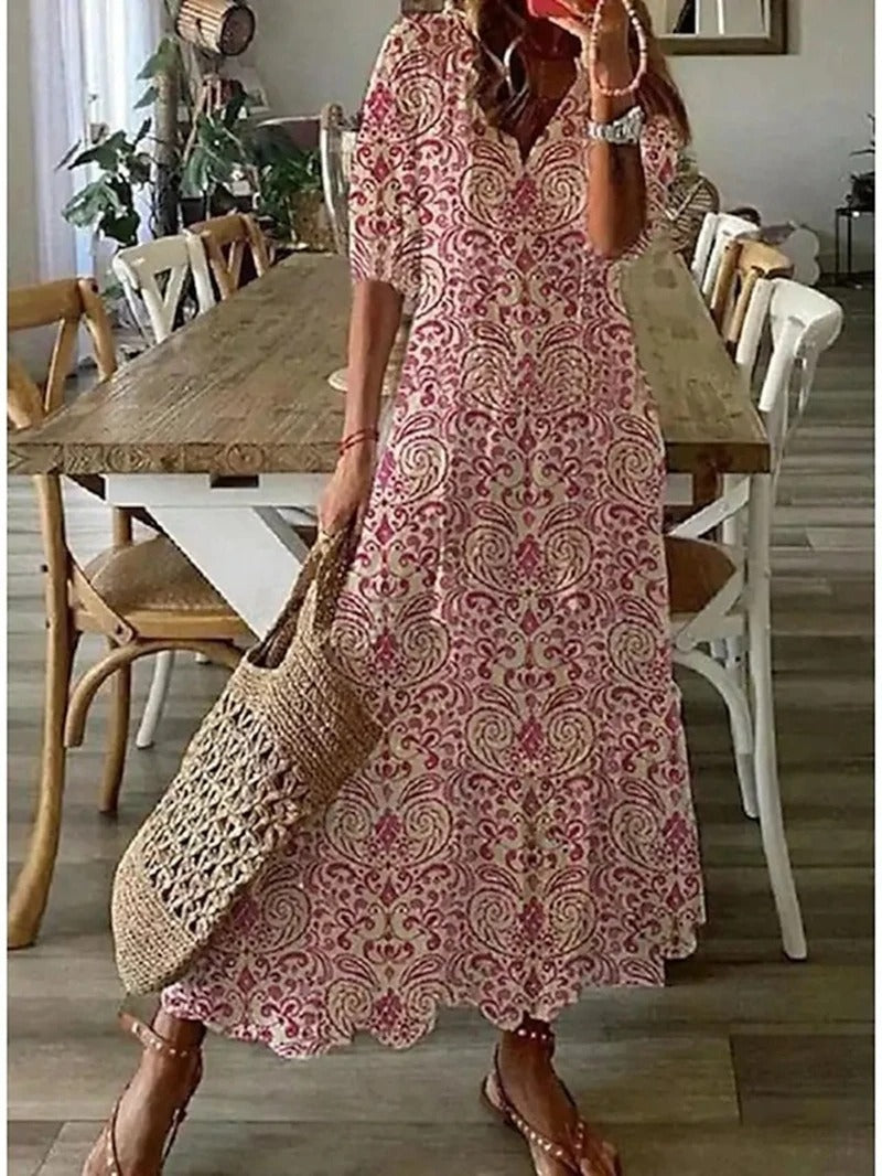 Variant image for Women's Bohemian Maxi Dress – Flowing Silhouette, Relaxed Fit, Lightweight Fabric, Perfect for Summer-31