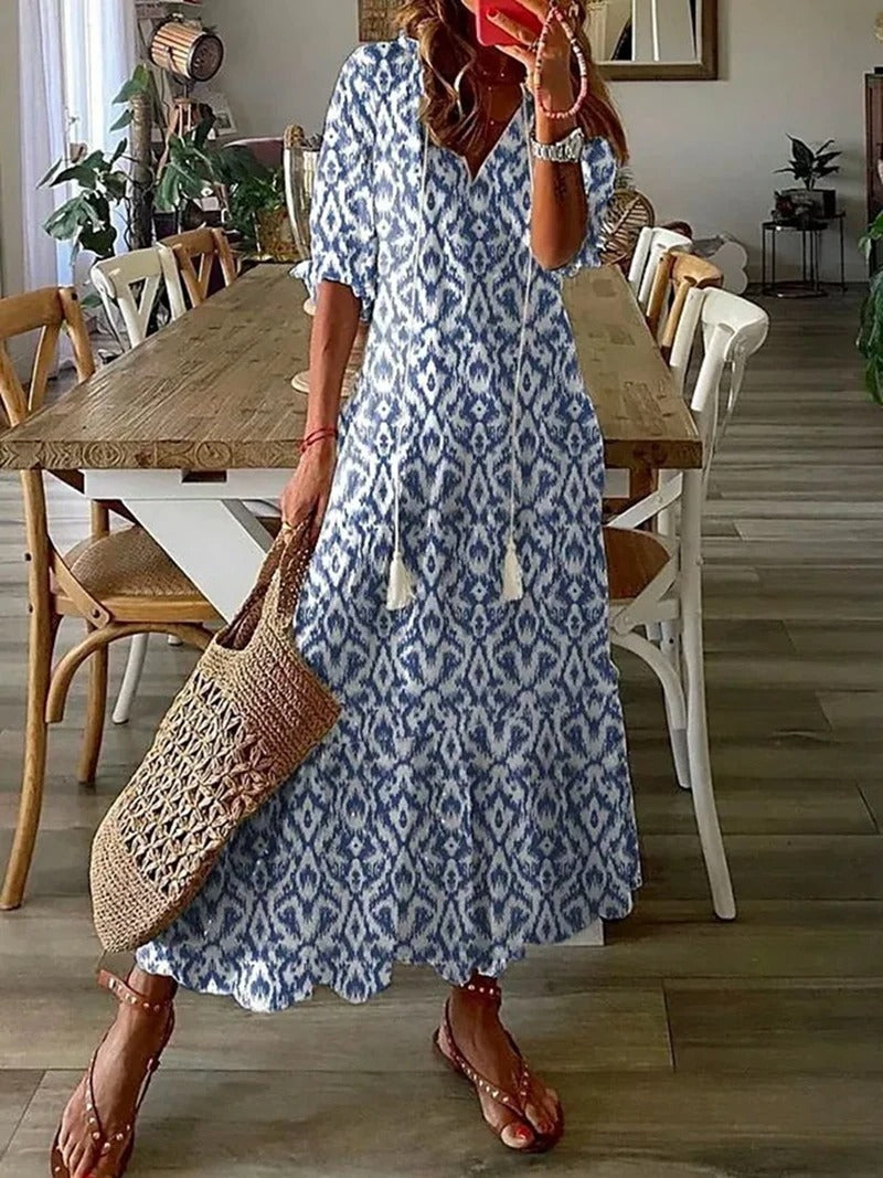 Women's Bohemian Maxi Dress – Flowing Silhouette, Relaxed Fit, Lightweight Fabric, Perfect for Summer