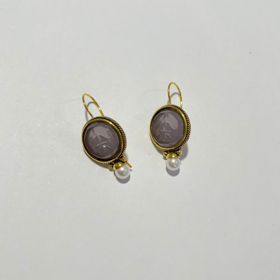 Layla | Vintage Drop Earrings Elegant Green Stone & Pearl Fashion Jewelry